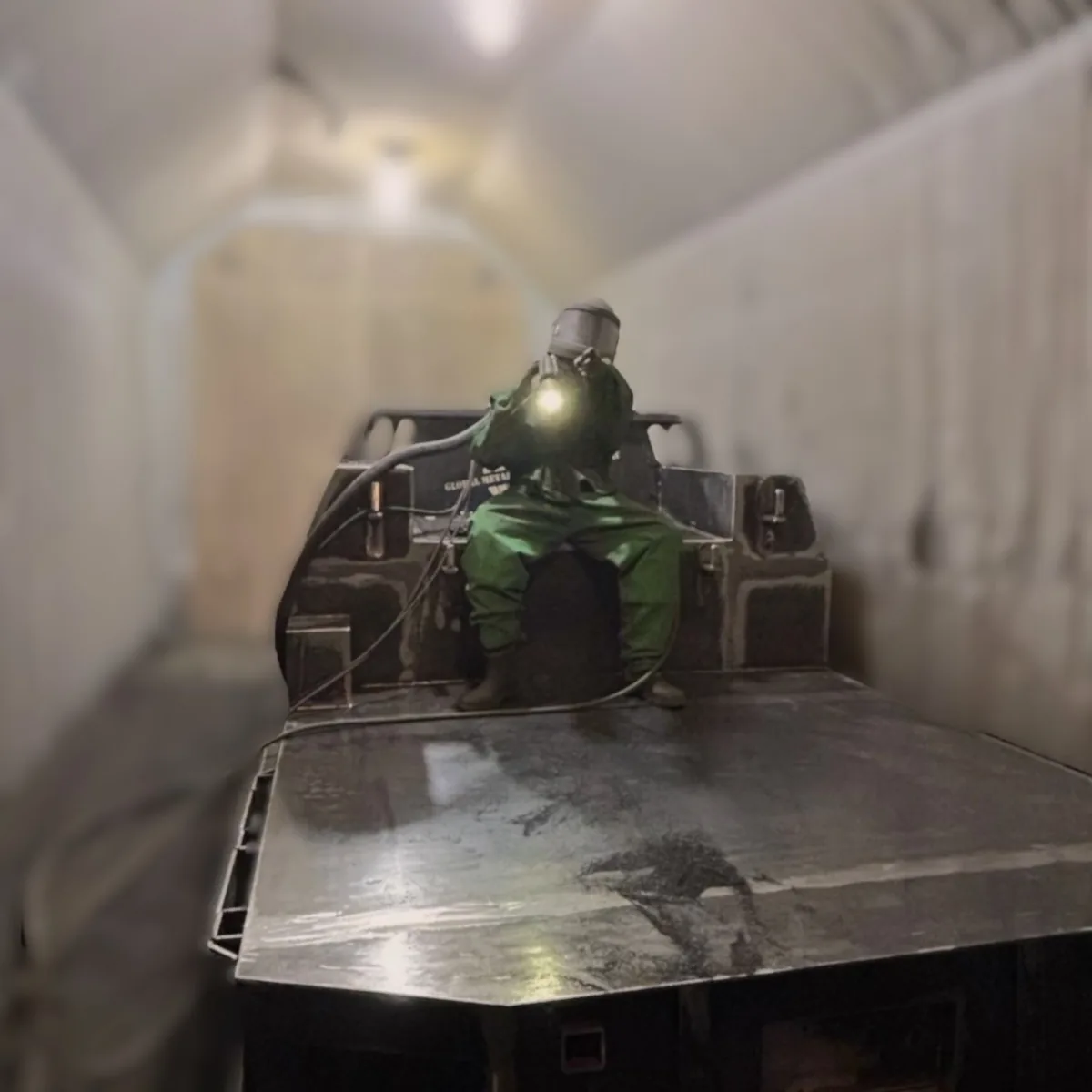 Metal surface preparation in the sandblast booth